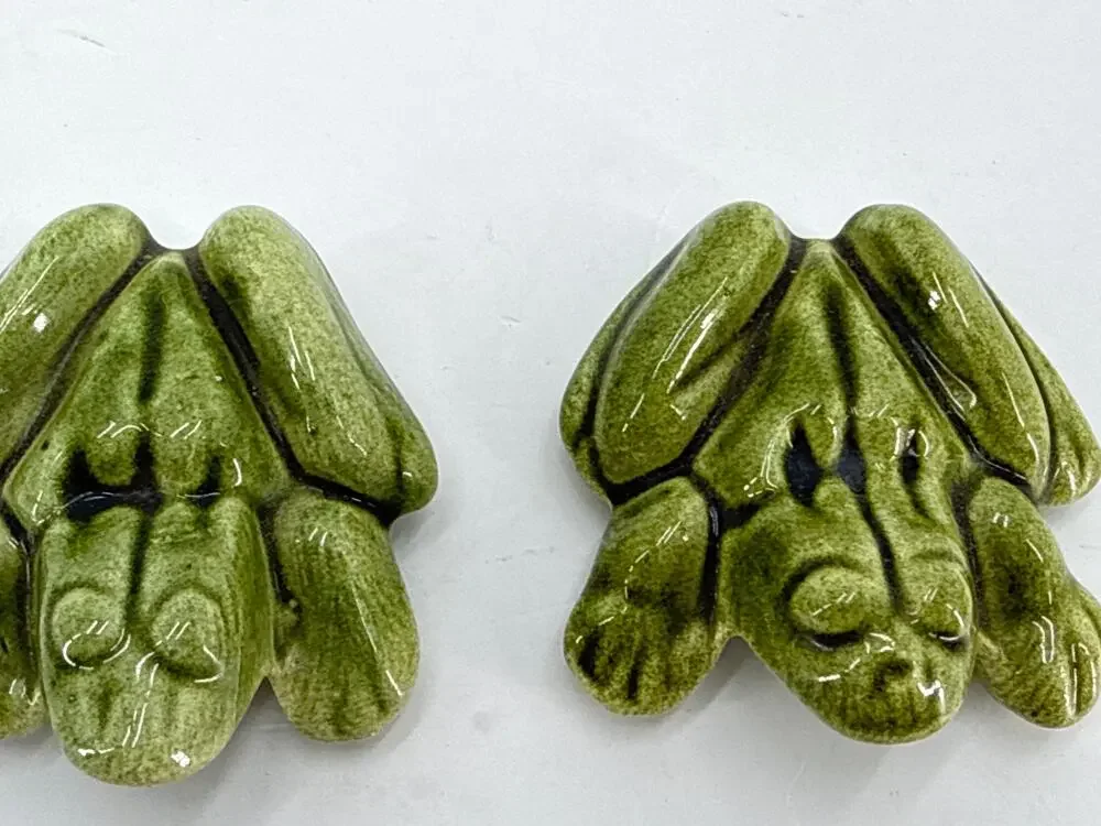 Naughty Anatomically Correct Frogs Chopstick Rests Whimsical Ceramic Garden 70s
